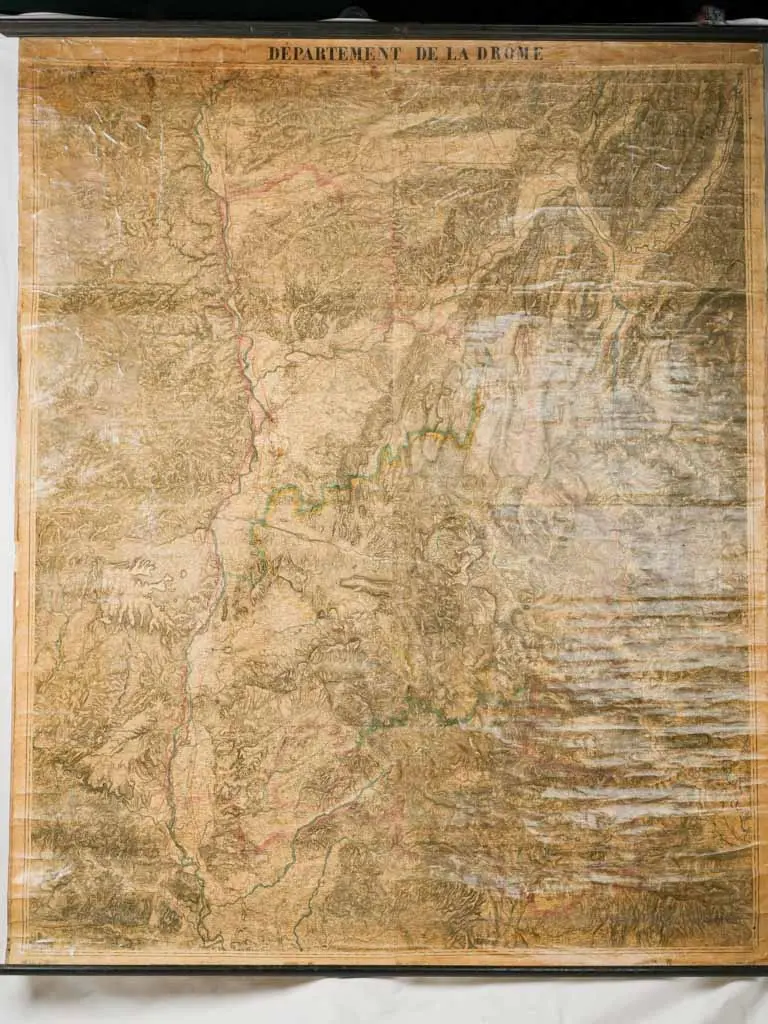 1884 Hand-Colored French Departmental Wall Map: Drôme Region (78.75") 1