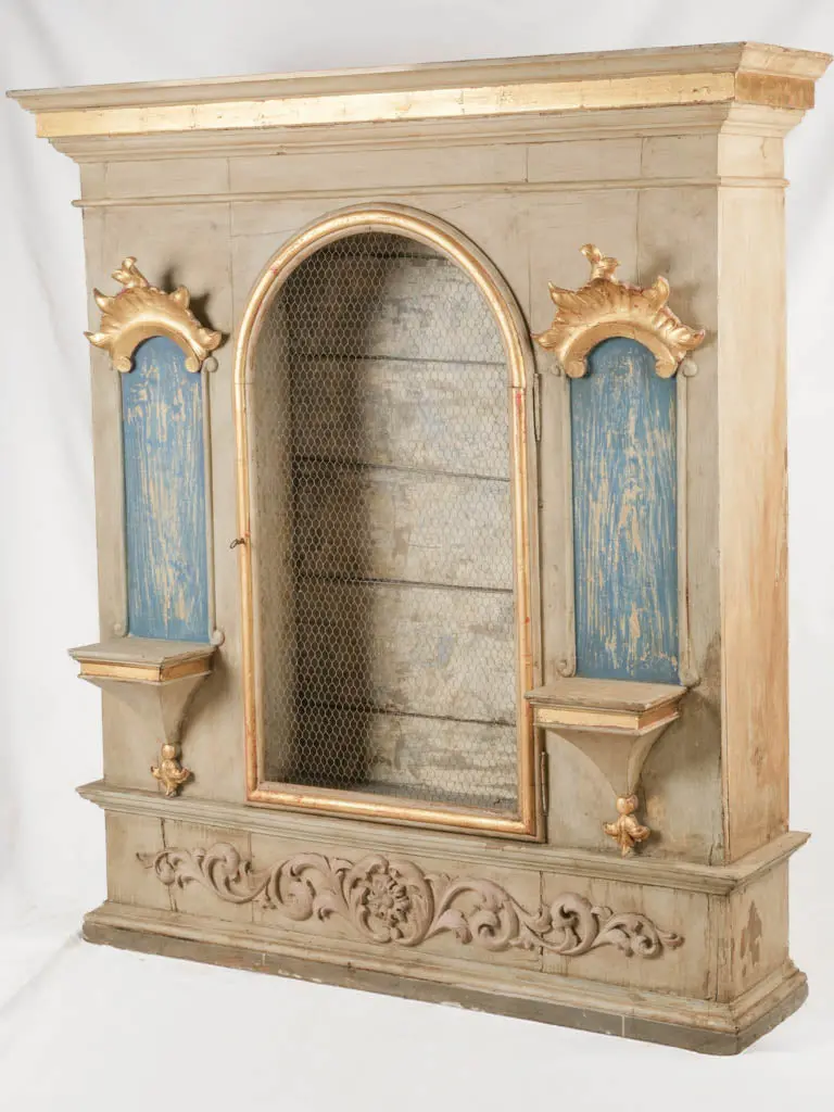 18Th-Century Ecclesiastical Display Cabinet — Painted & Gilded Wood, 63" × 57½" 1