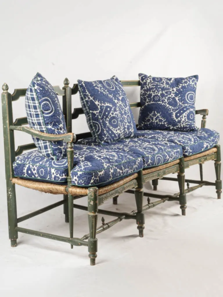 18Th-Century Provençal Bench With Original Green Paint And Rush Seat – 71.75 Inches 1