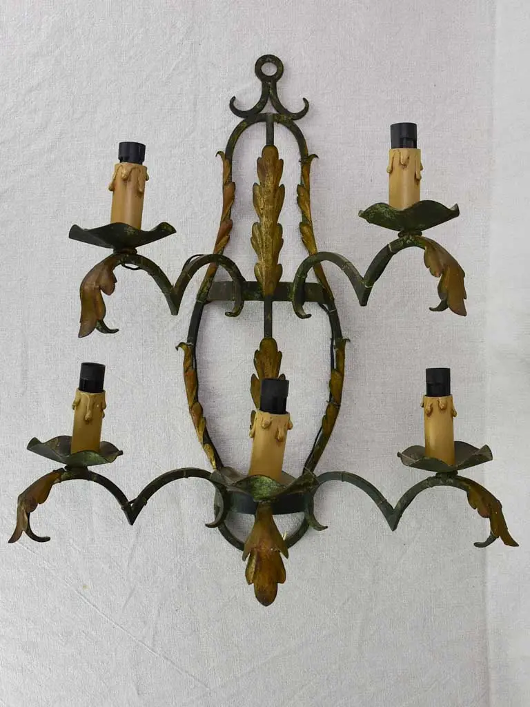 1960S French Five-Arm Wall Sconce – Gilt Metal, 22½" 1