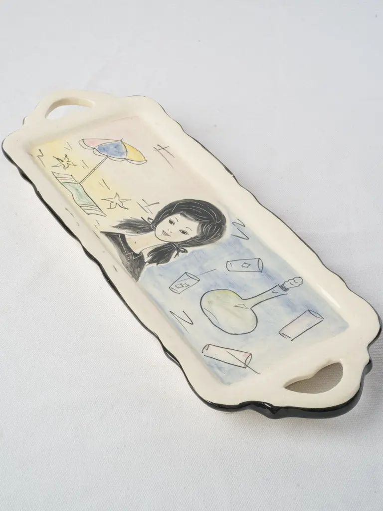 1960S Vallauris Faïence Riviera-Themed Cake Platter – 17.25" Diameter 1