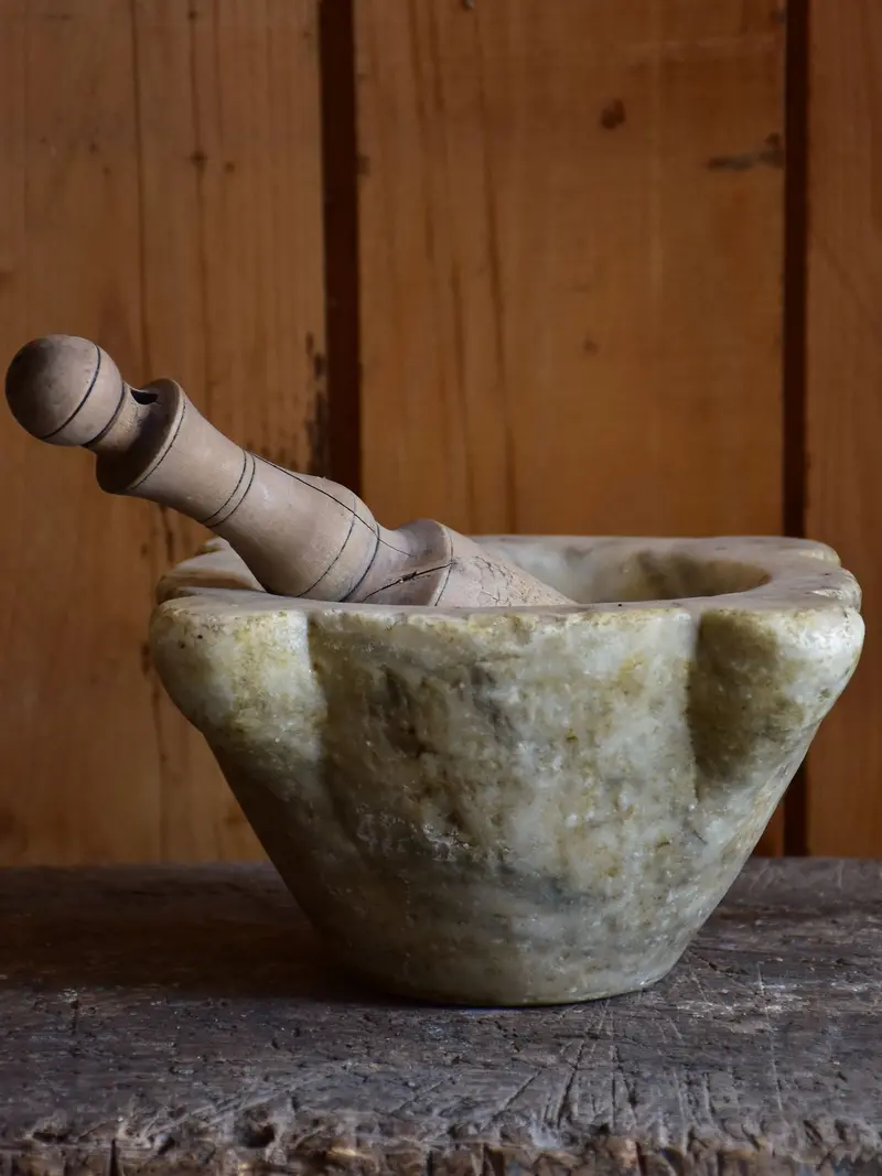 19Th Century French Marble Mortar And Pestle – 10.25 Inches 1