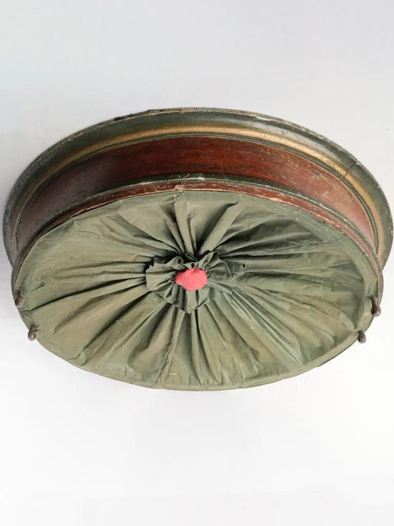 19Th-Century French Painted Wooden Circular Bed Canopy With Original Fabric – 29¼" Diameter 1