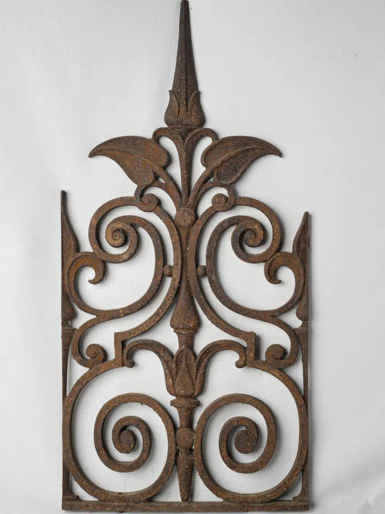 19Th-Century French Wrought Iron Decorative Wall Panel – 32 Inches Tall 1