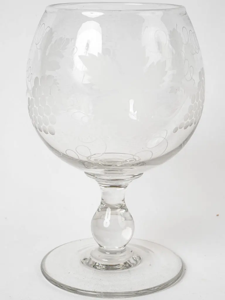 Antique French Engraved Grape Table Glass – 10.25 Inch Stemware 1