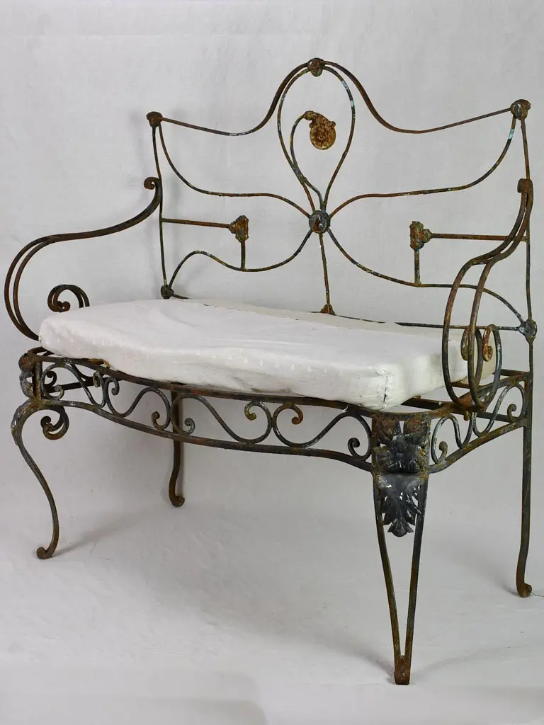 Antique French Wrought Iron Armchair Convertible To Garden Daybed 1