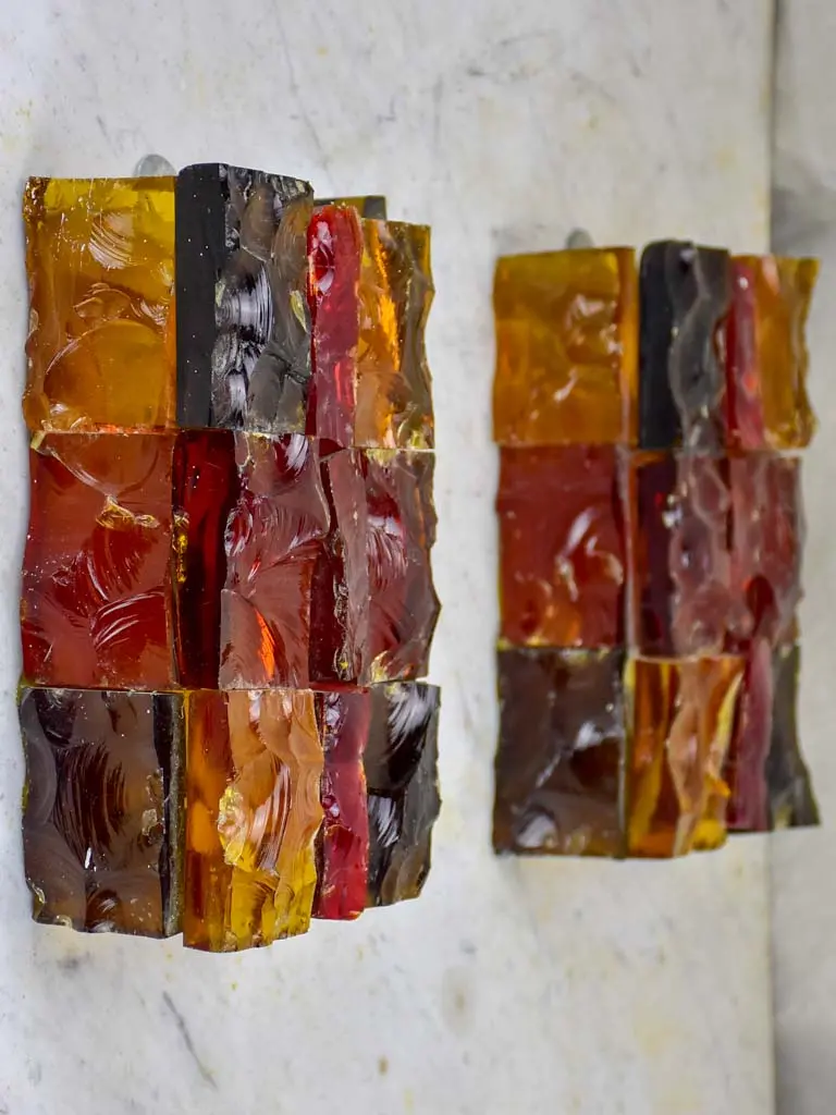Brutalist Glass Wall Lights – 1980S Vintage Pair 1