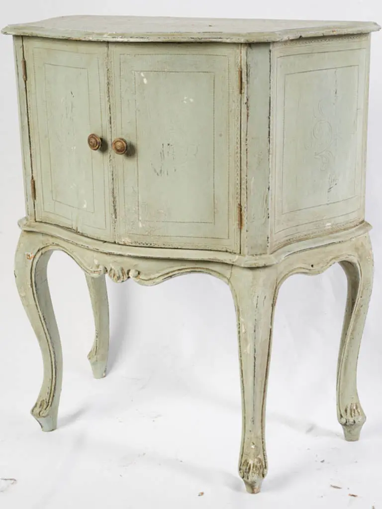 Early 1900S Rococo Revival Nightstand — Soft Green Patinated Finish 1
