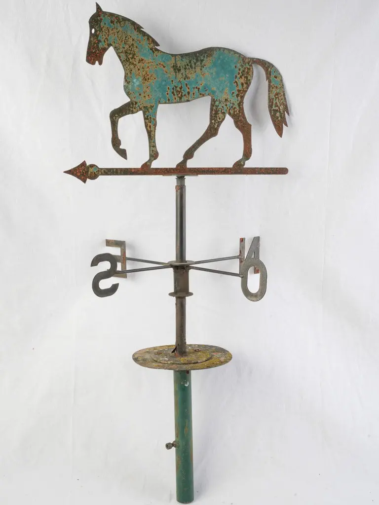 Early 20Th-Century Burgundian Wrought Iron Horse Weathervane – 39.5" Span 1