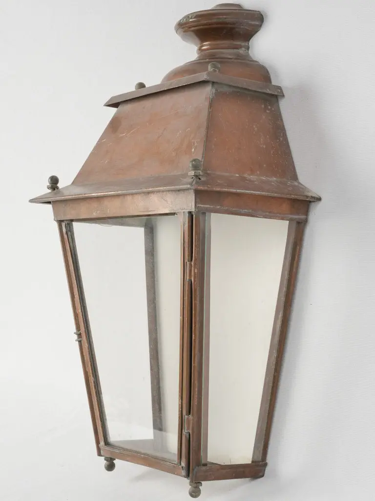 Early 20Th-Century French Copper Wall Sconce Lantern, 25.25 X 15 Inches 1