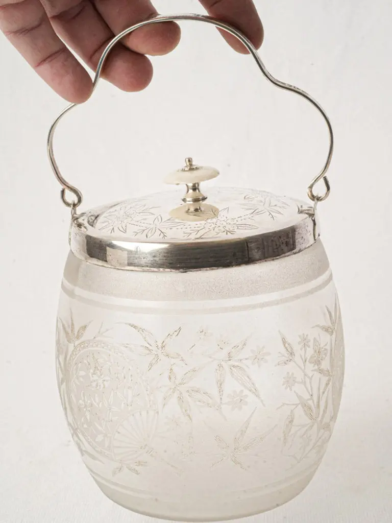 Edwardian Japonisme-Inspired Glass Biscuit Jar – 6.25 Inches 1