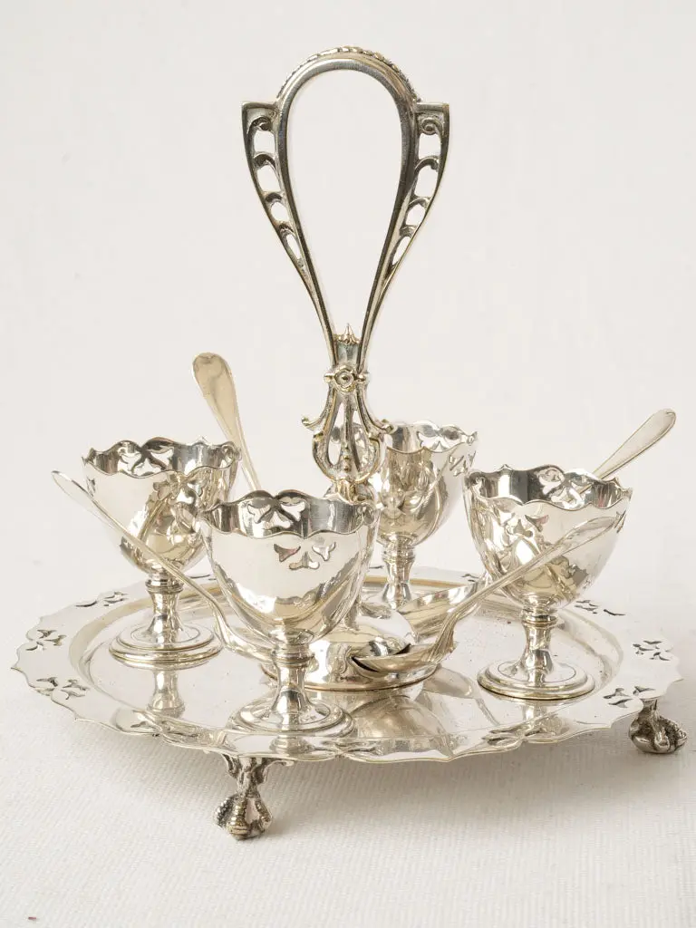 English Silver-Plated Four-Compartment Egg Cruet Stand – 8 Inches Tall 1