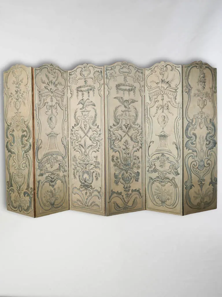 Exceptional Seven-Panel Provencal Folding Screen, Double-Sided Painted Decoration, C. 1700 – 96.75 By 160.75 Inches 1
