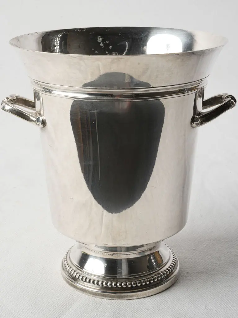 French Art Deco Wine Cooler In Silver Plate – Ornate Beaded Trim And Scroll Handles 1