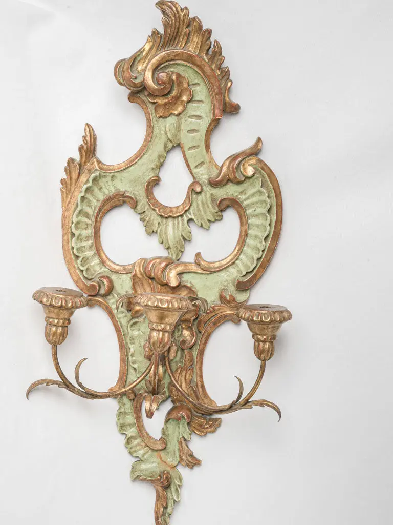 Italian Rococo Revival Giltwood Wall Sconce For Candles - 37.75 Inches 1