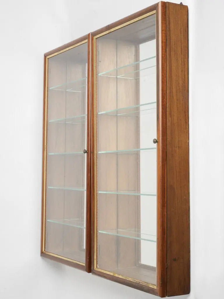 Late 19Th-Century French Wooden Vitrines With Mirror Backs, Pair, 28¼" 1