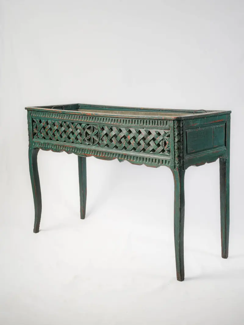 Louis Xvi Revival Carved Jardinière With Zinc Liner, Late 19Th Century, 41" L 1