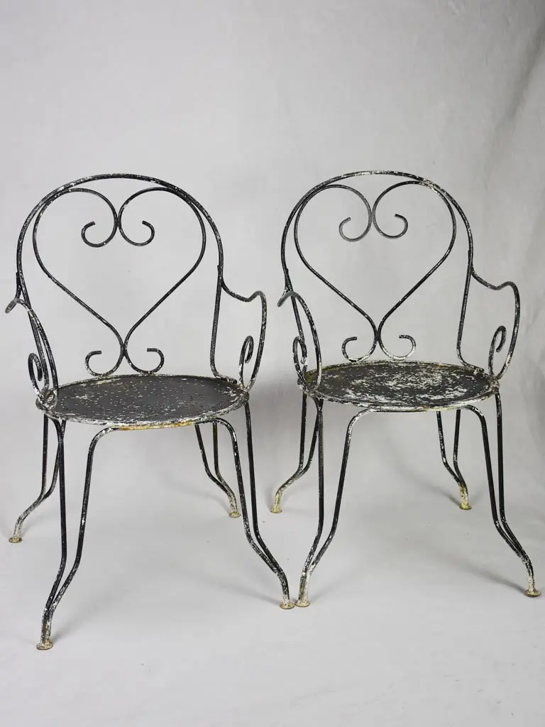 Mid-Century French Garden Armchairs With Heart-Shaped Backs (Pair) 1