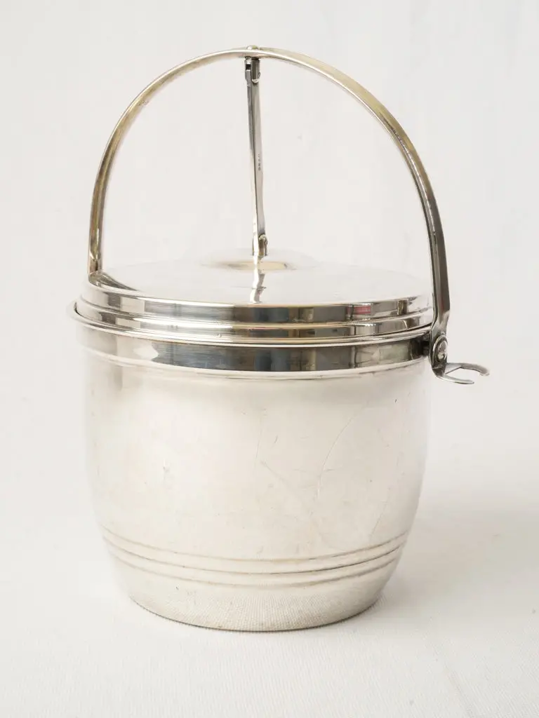 Mid-Century Modern Silver-Plated Ice Bucket With Hinged Lift Lid – 11.5 Inches 1