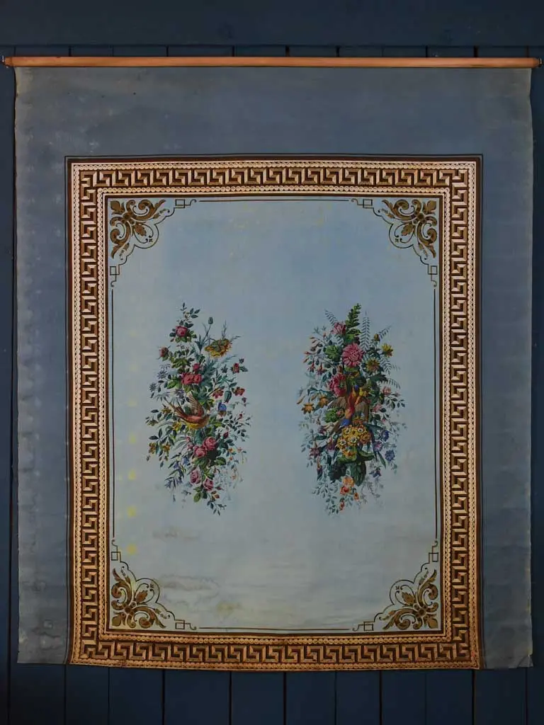 Napoleon Iii-Era Painted Wooden Panel Or Decorative Blind – French Interior Accent 1