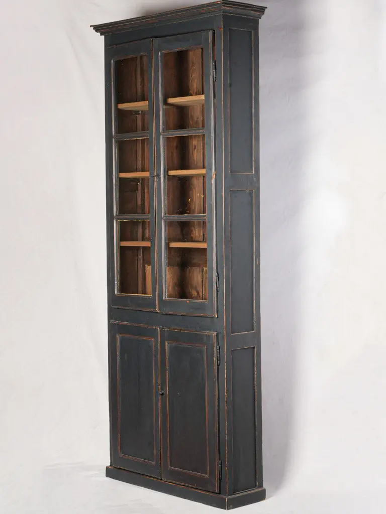 Nineteenth-Century Slim Black-Patinated Vitrine Display Cabinet – 86.5 Inches Tall 1