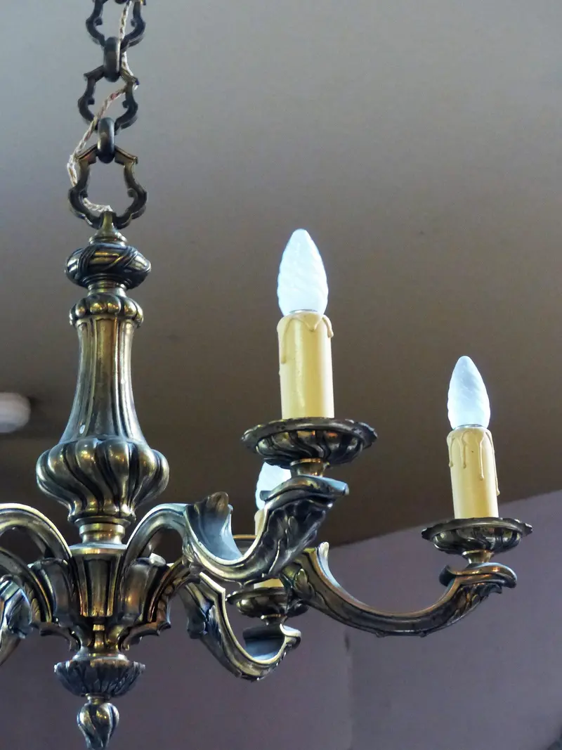 Ornate Louis Xv-Style Six-Arm Bronze Chandelier – Period-Inspired 1
