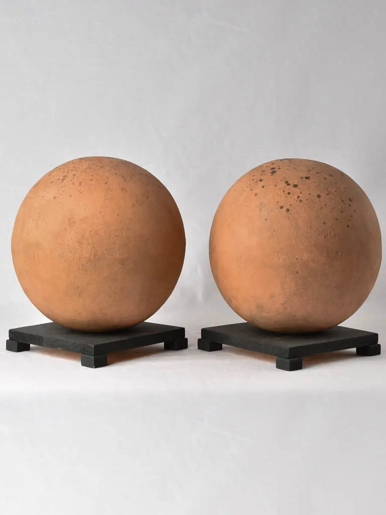 Pair Of Antique Terracotta Finials, Classical Style, 10.75 Inches 1