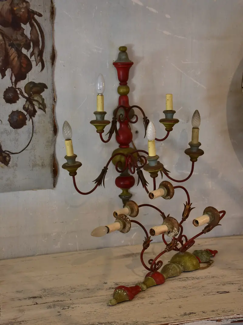 Pair Of Art Deco Italian Wall Sconces – Vintage Brass Accents 1