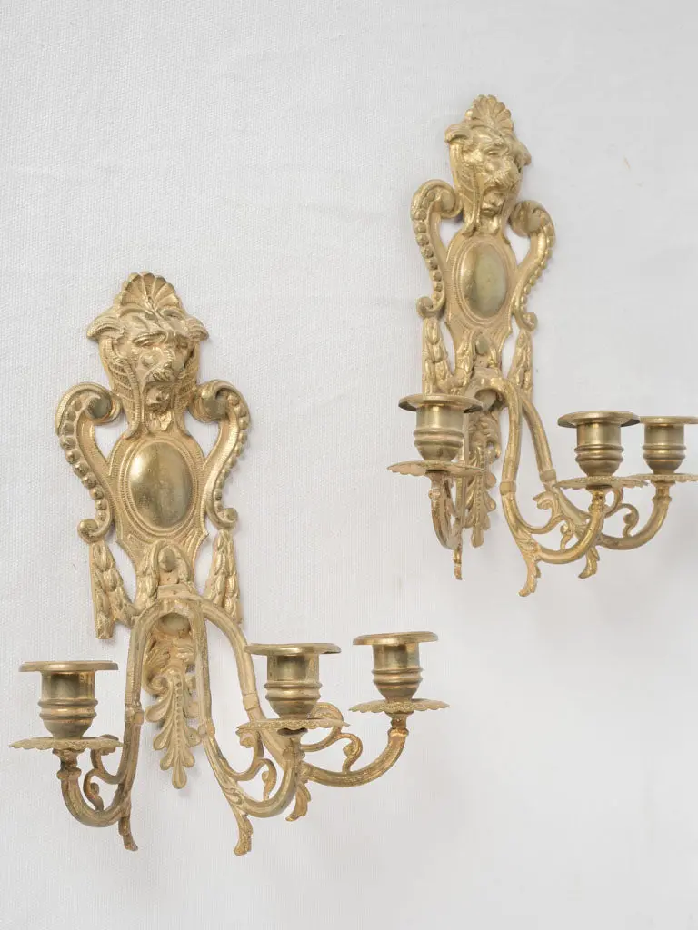Pair Of Late 19Th-Century Bronze Wall-Mounted Candle Sconces 1