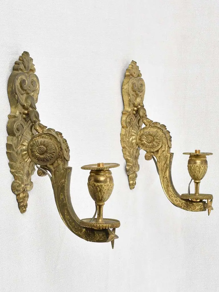 Pair Of Late Victorian Bronze Wall Sconces — Louis Xvi Revival Design, 11.5 Inches High 1