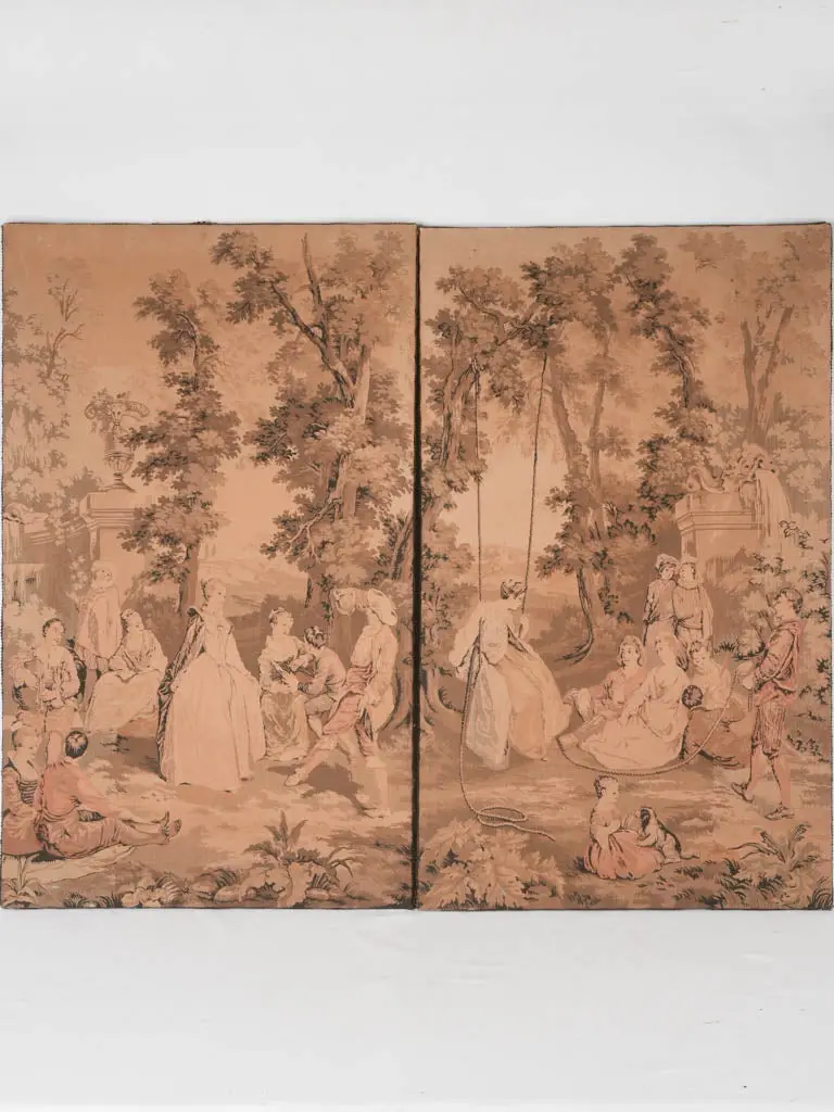 Pair Of Romantic-Era French Tapestry Panels – 41.25 X 25.25 Inches, 19Th-Century Narrative Weaving 1