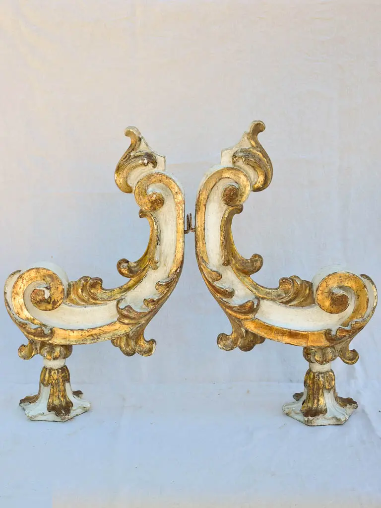 Pair Of Salvaged 19Th-Century Italian Gilded Wall Appliqués – 29.5 Inches Each 1
