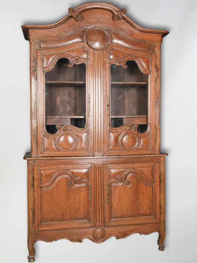 Provençal Walnut Buffet With Glass Vitrine – Early 19Th-Century Two-Section French Cabinet, 92.5 Inches 1