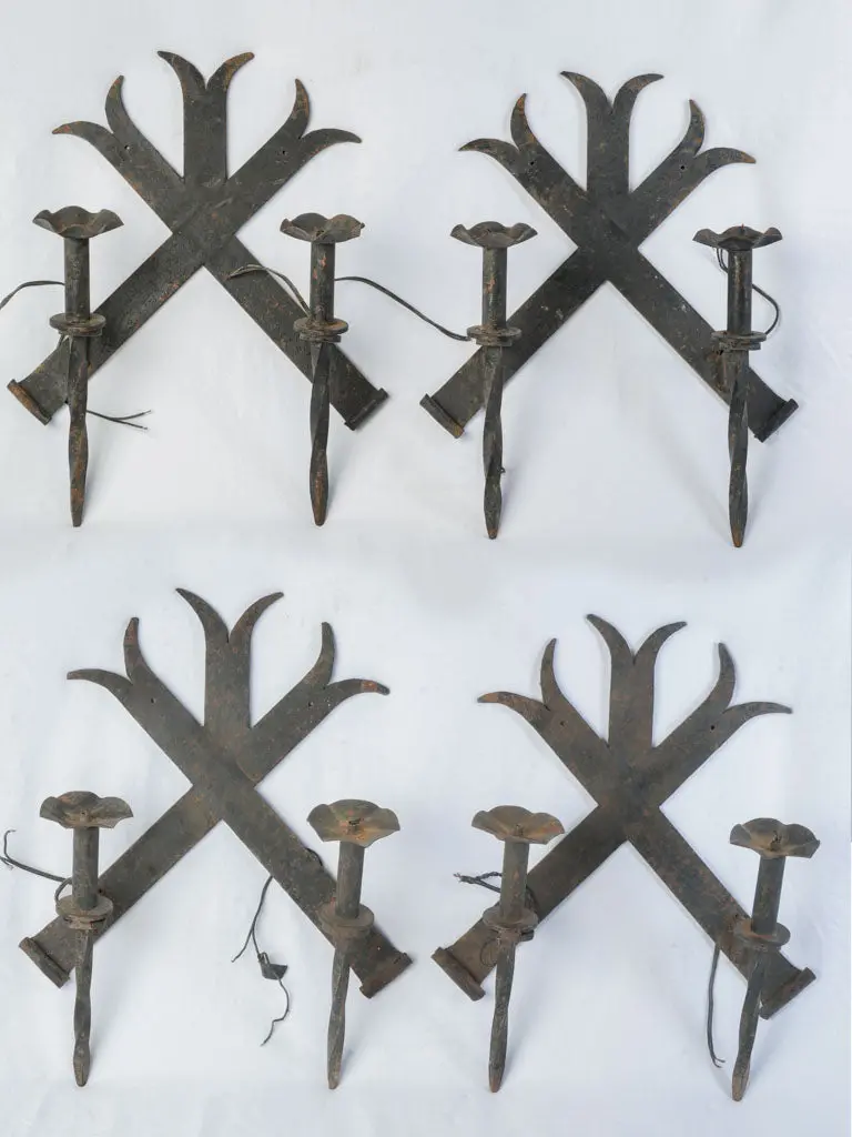 Set Of Four Mid-Century French Wrought Iron Wall Sconces – 1950S 1