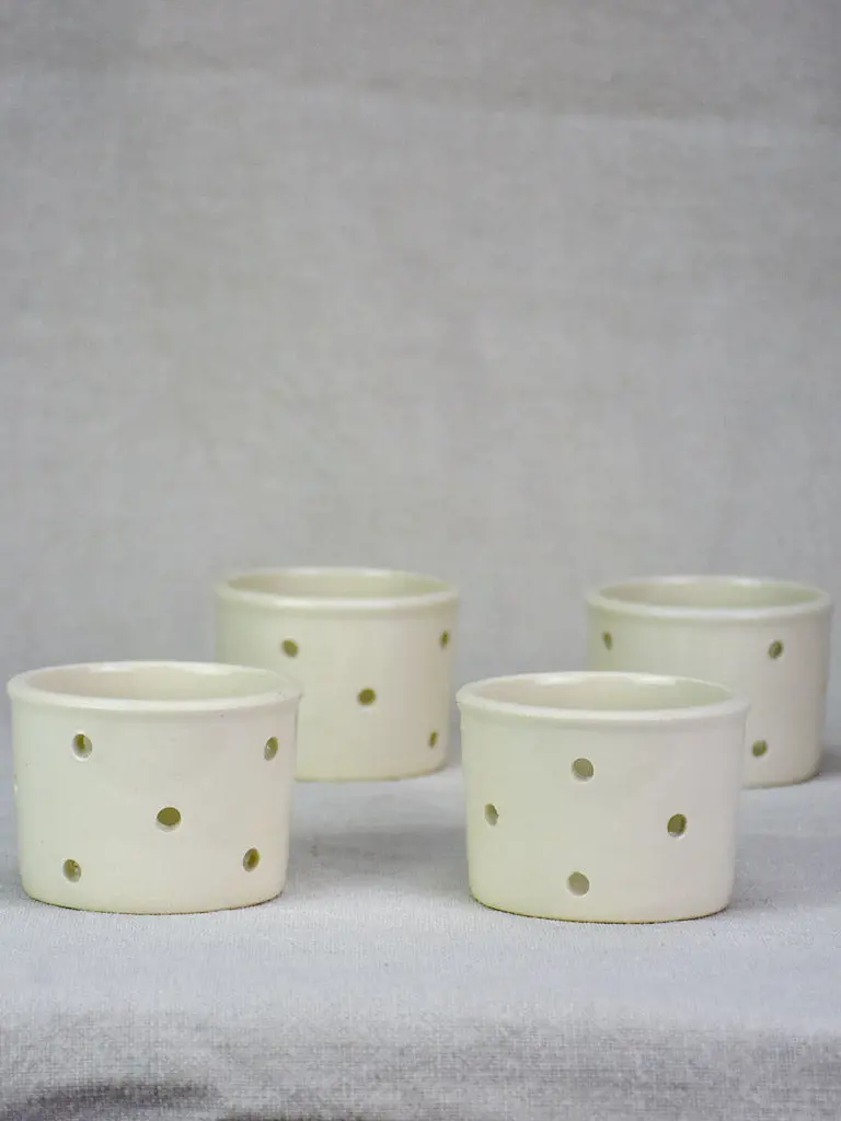 Set Of Four Vintage White French Cheese Molds – Style #1 1