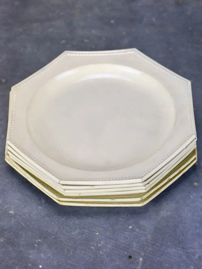 Set Of Six Octagonal French Plates – Creil-Montereau Faience, 19Th Century 1