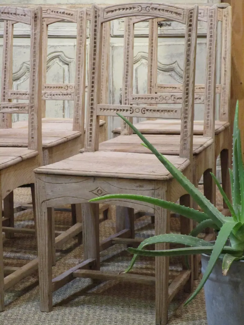 Set Of Six Stripped Oak Chairs From The 1700S 1