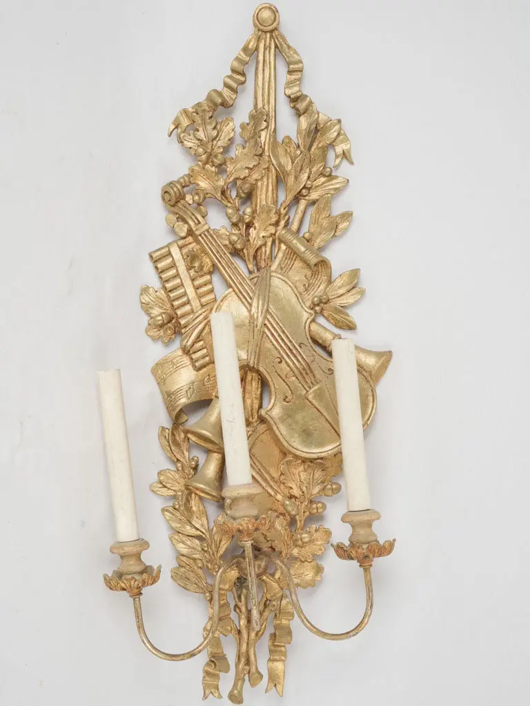 Three-Arm French Wall Sconce With Gilded Musical Motifs, Circa 1800S (35 Inches) 1