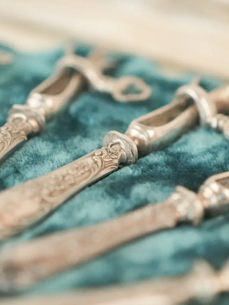 Victorian-Era Lamb Chop Handles – Sterling Silver-Plated, Set Of 6 In Original Box 1