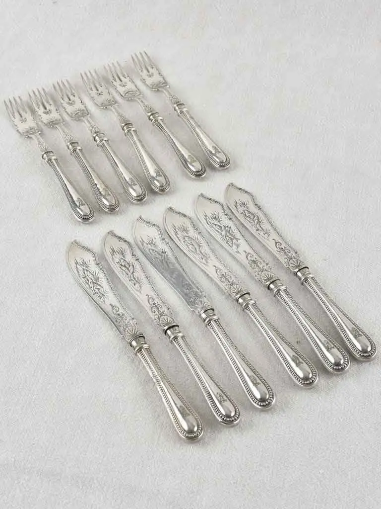 Victorian Fish Cutlery Set By Joseph Gloster – Six-Piece Silver-Plated Collection 1