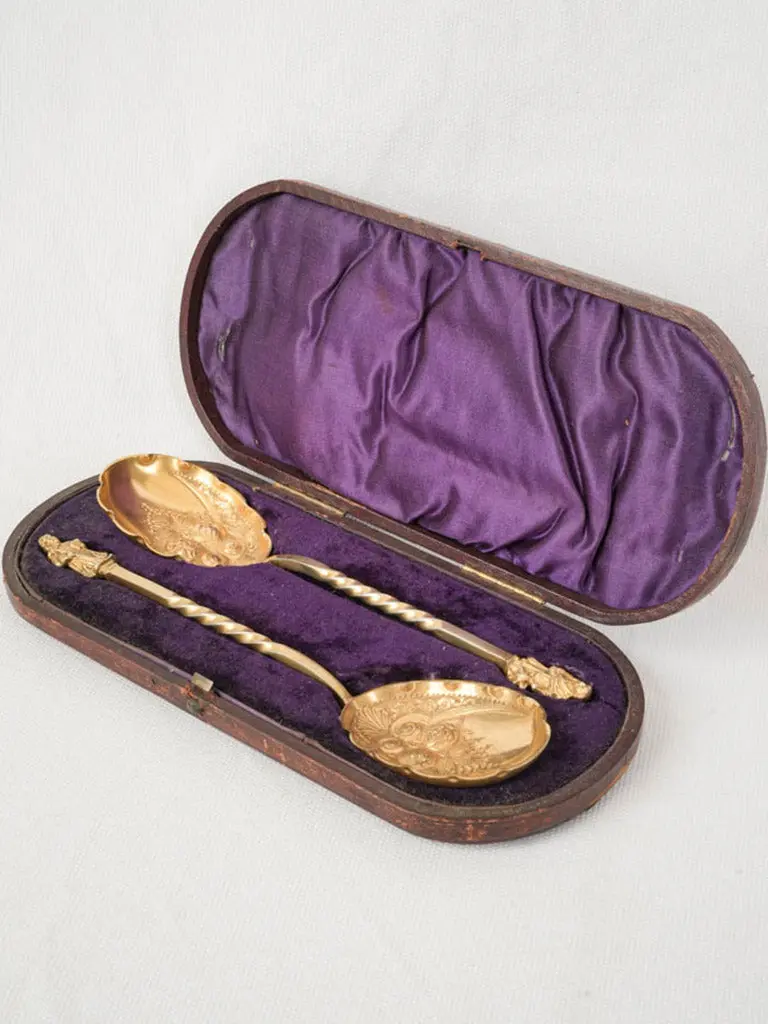 Victorian Gilt-Finished Fruit Spoons With Apostle Finials – Set Of Two 1