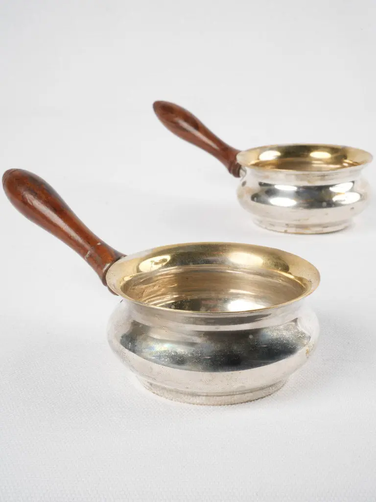 Victorian Silver-Plated Miniature Cookware Set With Turned Wooden Handles 1