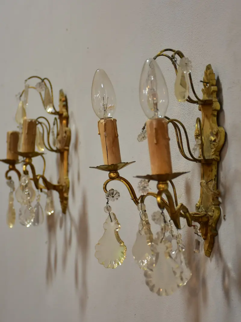 Vintage French Crystal Wall Sconces – Pair 1