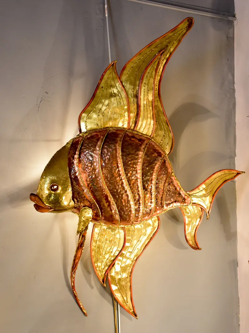 Vintage French Fish-Themed Wall Sconce 1