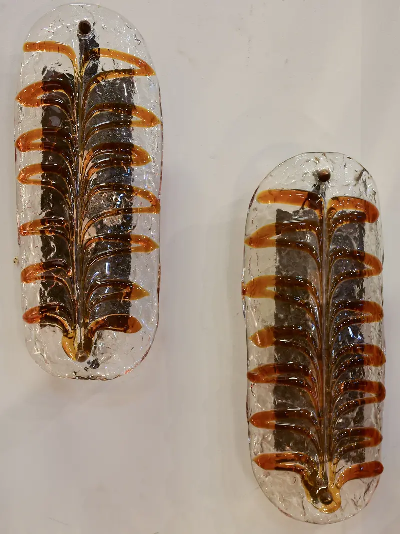 Vintage Murano Glass Wall Sconces From Italy (Pair) 1