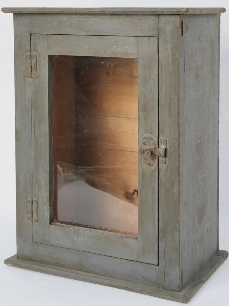 Vintage Pharmacy Display Cabinet – Gray-Patinated Wooden Vitrine, 22.5" 1