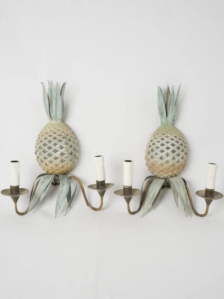 Vintage Two-Light Pineapple Wall Sconces – French Design 1